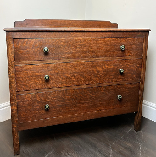 Vintage art deco oak drawer - art, 3