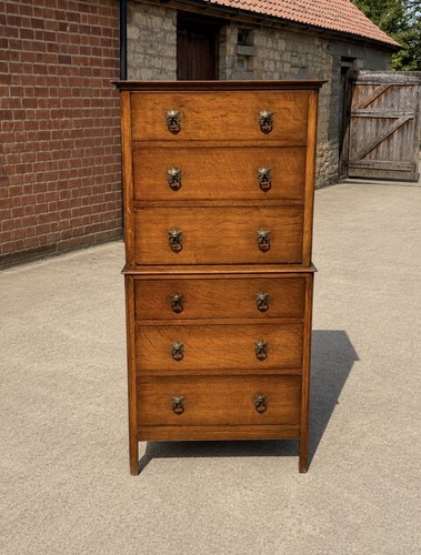 Antique oak tallboy drawer - tallboy, 6
