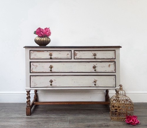 Upcycled distressed oak chest - distressed,