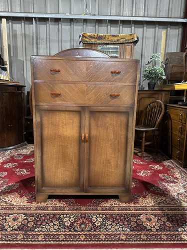 Vintage tallboy oak chest - oak, of