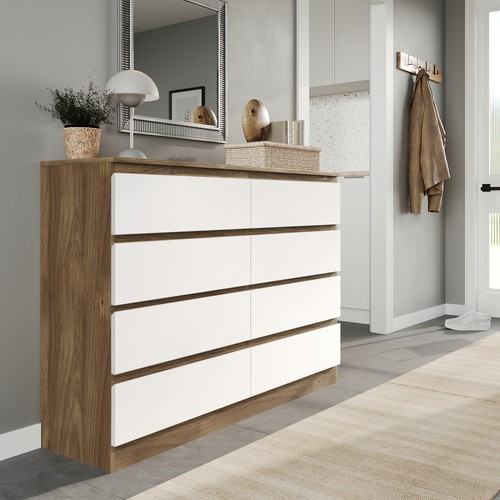 Wide wooden chest drawers - of,