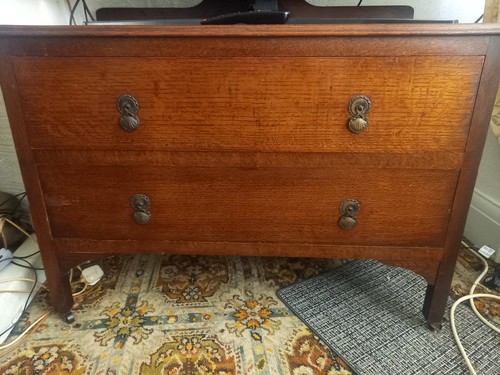 Antique oak chest two - oak,