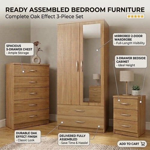 Pre built oak piece bedroom - pre,