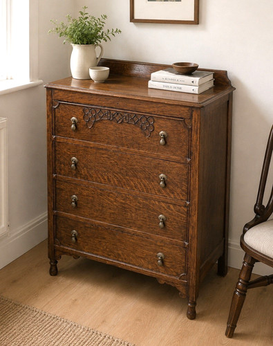 Antique oak chest drawers - oak, of