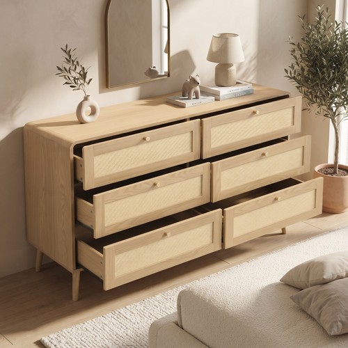 Drawer rattan chest - 6-drawer,