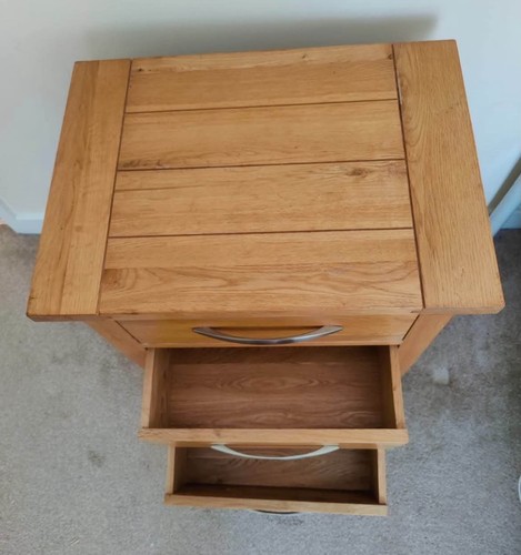 Oak bedside table with 3 - oak,